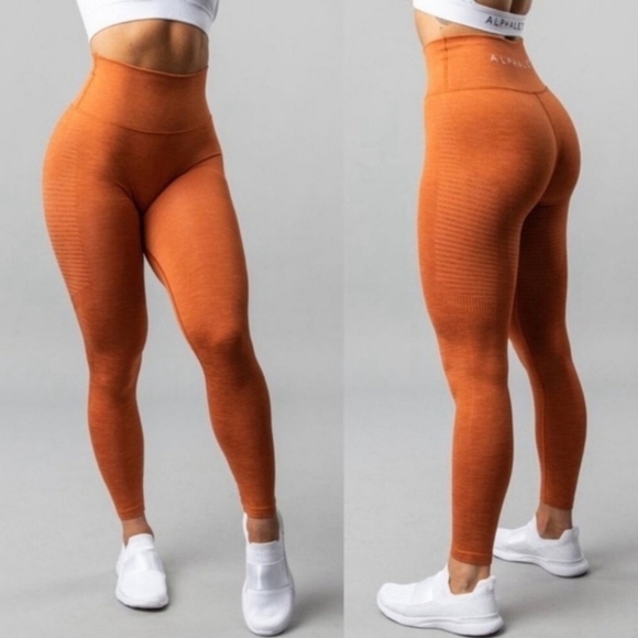 Alphalete Pants - Alphalete Halo Burnt Orange Autumn High Rise Seamless Tight Leggings